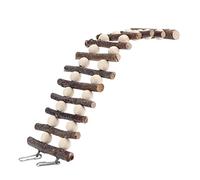 lvifloae Natural Applewood Bendable Climbing Ladder Chew Toy with Birch Beads for Small Pets Steel Hook Easy Setup Fun Chew Climb Toy for Hamsters Guinea Pigs Parrots Finches Golden Bears