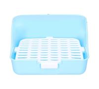 lvifloae Plateau de Toilette de Petite Cage pour Animaux de Compagnie ABS Plastic Rabbit Cage Hamster Toilettes de Toilette Épreuve et Morsure Conception adaptée aux Lapins Hamsters dorés (Bleu)