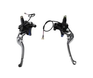 lvifloae Pompe de frein hydraulique de moto CNC de 22 mm, cylindre d'embrayage de frein réglable à rouleau, pièces de levier de frein de guidon de vélo anodisées durables pour la (Argent)
