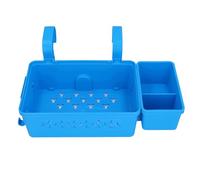 lvifloae Pool Storage Rack Above Ground Pool Beverage Rack Suitable for 2 3 inch Or Narrower Top Railings with Cup Holder and Hooks Suitable for Towels Beverages and Toys Ligh (Blue)