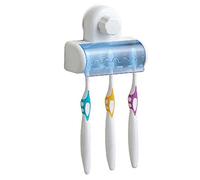 lvifloae Porte-Brosse à Dents Mural avec Couvercle étanche et Anti-poussière, Ventouse, étui pour Brosse à Dents électrique, Salle de Bain, 5 organisateurs de Rangement pour