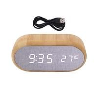 lvifloae Réveil en Bois Réveil Numérique en Bois Électronique LED Affichage de l'heure USB Plug in Réveil Électronique Chevet, Bureau, Chambre Horloge Électrique, Marron