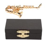 lvifloae Saxophone ténor Mini instruments en plastique broche épinglette, modèle mini ténor de 4,6 cm avec support et étui de rangement, mini instrument ornement pour maison de
