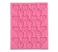 lvifloae Silicone Mold for Heart Shaped Letters, Handmade Soap Mold, Cake Decoration Baking, Suitable for Soap Shaping, Sugar Decoration, Chocolate Pouring, Cake Baking