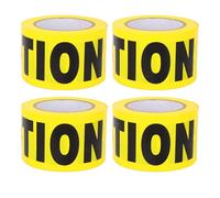 lvifloae Yellow Caution Tape Roll 4-Pack, 3 Inch x 300 Ft, Non Adhesive Water Proof PE Safety Tape for Construction Sites, Hazardous Areas & Barricades