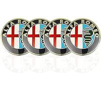 lvjiena 4 pièces Cache Moyeu pour 50mm Alfa Romeo Mito 147 156 159 166 Giulietta Spider Stelvio, Haute Qualité ABS Étanche Capuchons de Moyeu de Roue Centre de Jante Capuchons Badge Logo,B
