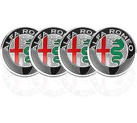 lvjiena 4 pièces Cache Moyeu pour 50mm Alfa Romeo Mito 147 156 159 166 Giulietta Spider Stelvio, Haute Qualité ABS Étanche Capuchons de Moyeu de Roue Centre de Jante Capuchons Badge Logo,C