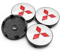 lvjiena 4 pièces Cache Moyeu pour Mitsubishi 65MM, Haute Qualité ABS Étanche Capuchons de Moyeu de Roue Centre de Jante Capuchons Badge Logo