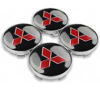 lvjiena 4 pièces Cache Moyeu pour Mitsubishi ASX Lancer L200 Pajero Outlander Eclipse Galant 56mm, Haute Qualité ABS Étanche Capuchons de Moyeu de Roue Centre de Jante Capuchons Badge Logo