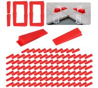 Lvjkes 100 Pièces Cale carrelage, Cale carrelage autonivelant, Réutilisable nivellement carrelage, Pour une mise à niveau précise des carreaux, Pas de débord (Rouge)
