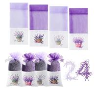 Lvjkes 24 pièces Sacs de Lavande Sachet, Sacs vides Coton Violet de Gaze de Cordon pour la Lavande,Les épices et Les Herbes, Sachets de Parfum pour l'armoire, Sac Cadeau pour arôme de Voiture (E)