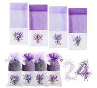 Lvjkes 24 pièces Sacs de Lavande Sachet, Sacs vides Coton Violet de Gaze de Cordon pour la Lavande,Les épices et Les Herbes, Sachets de Parfum pour l'armoire, Sac Cadeau pour arôme de Voiture (D)