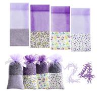 Lvjkes 24 pièces Sacs de Lavande Sachet, Sacs vides Coton Violet de Gaze de Cordon pour la Lavande,Les épices et Les Herbes, Sachets de Parfum pour larmoire, Sac Cadeau pour arôme de Voiture (C)