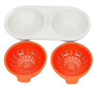 Lvjkes Pocheuse doeufs au micro-ondes, oeuf vapeur, Casserole antiadhésive à double couche avec couvercle pour la cuisson des oufs dans la cuisine (Orange)