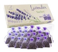Lvjkes Sachet de Lavande, 24x6g Lavande séchée, adaptés aux armoires, tiroirs pour protéger Contre Les Mites, Voitures, Parfum Naturel pour Les pièces, Sommeil et détente