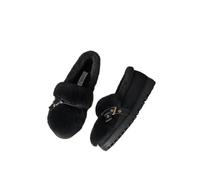 LVJMJ Mary Jane Chaussures plates en velours côtelé avec fermeture éclair | Dessus en velours côtelé | Doublure en polaire | Style Mary Jane | Fermeture éclair latérale | Col en peluche | 2 couleurs