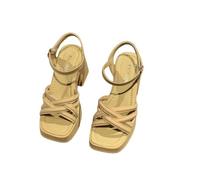 LVJMJ Sandales à plateforme de style romain pour femme, bout ouvert, sangle de cheville, talon épais, chaussures d'été pour un usage quotidien