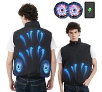Lvkakmox Gilet de refroidissement avec batterie 21 V 20000 mAh et 2 ventilateurs sans balais - Gilet de refroidissement pour hommes et femmes, Noir - Classique, XL