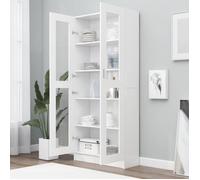 LVL - MEUBLE ETAGERE - Armoire à vitrine Blanc 82,5x30,5x185,5 cm Aggloméré(9603)