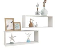 LVL - MEUBLE ETAGERE - Étagères murales cube 2 pcs Blanc 60x15x23 cm Aggloméré(9366)