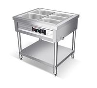LVLDAWA Chauffe-Plats Professionnel, Table À Vapeur Électrique Ouverte Acier Inoxydable, Station Service Plats Chauds avec Contrôle Température Indépendant(80X66X80CM-5 Boxes)