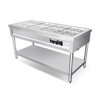 LVLDAWA Chauffe-Plats Professionnel, Table À Vapeur Électrique Ouverte Acier Inoxydable, Station Service Plats Chauds avec Contrôle Température Indépendant(150X66X80CM-16 Boxes)