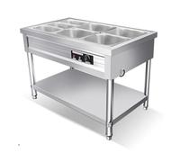 LVLDAWA Chauffe-Plats Professionnel, Table À Vapeur Électrique Ouverte Acier Inoxydable, Station Service Plats Chauds avec Contrôle Température Indépendant(113X66X80CM-7 Boxes)