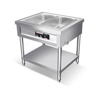 LVLDAWA Chauffe-Plats Professionnel, Table À Vapeur Électrique Ouverte Acier Inoxydable, Station Service Plats Chauds avec Contrôle Température Indépendant(80X66X80CM-2 Boxes)