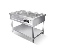 LVLDAWA Chauffe-Plats Professionnel, Table À Vapeur Électrique Ouverte Acier Inoxydable, Station Service Plats Chauds avec Contrôle Température Indépendant(113X66X80CM-4 Boxes)