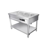 LVLDAWA Chauffe-Plats Professionnel, Table À Vapeur Électrique Ouverte Acier Inoxydable, Station Service Plats Chauds avec Contrôle Température Indépendant(113X66X80CM-3 Boxes)