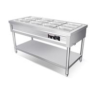 LVLDAWA Chauffe-Plats Professionnel, Table À Vapeur Électrique Ouverte Acier Inoxydable, Station Service Plats Chauds avec Contrôle Température Indépendant(150X66X80CM-12 Boxes)