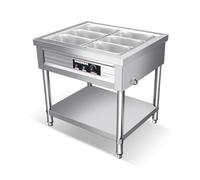 LVLDAWA Chauffe-Plats Professionnel, Table À Vapeur Électrique Ouverte Acier Inoxydable, Station Service Plats Chauds avec Contrôle Température Indépendant(80X66X80CM-6 Boxes)