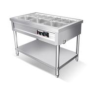 LVLDAWA Chauffe-Plats Professionnel, Table À Vapeur Électrique Ouverte Acier Inoxydable, Station Service Plats Chauds avec Contrôle Température Indépendant(113X66X80CM-9-1 Boxes)