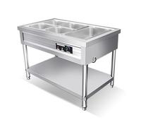 LVLDAWA Chauffe-Plats Professionnel, Table À Vapeur Électrique Ouverte Acier Inoxydable, Station Service Plats Chauds avec Contrôle Température Indépendant(113X66X80CM-5 Boxes)