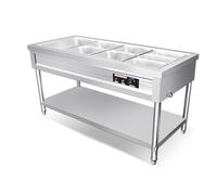 LVLDAWA Chauffe-Plats Professionnel, Table À Vapeur Électrique Ouverte Acier Inoxydable, Station Service Plats Chauds avec Contrôle Température Indépendant(150X66X80CM-8 Boxes)