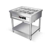 LVLDAWA Chauffe-Plats Professionnel, Table À Vapeur Électrique Ouverte Acier Inoxydable, Station Service Plats Chauds avec Contrôle Température Indépendant(80X66X80CM-8 Boxes)