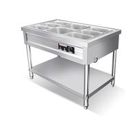 LVLDAWA Chauffe-Plats Professionnel, Table À Vapeur Électrique Ouverte Acier Inoxydable, Station Service Plats Chauds avec Contrôle Température Indépendant(113X66X80CM-8 Boxes)