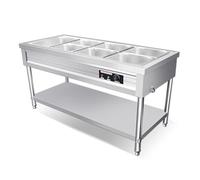 LVLDAWA Chauffe-Plats Professionnel, Table À Vapeur Électrique Ouverte Acier Inoxydable, Station Service Plats Chauds avec Contrôle Température Indépendant(150X66X80CM-7 Boxes)