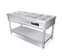 LVLDAWA Chauffe-Plats Professionnel, Table À Vapeur Électrique Ouverte Acier Inoxydable, Station Service Plats Chauds avec Contrôle Température Indépendant(150X66X80CM-14 Boxes)