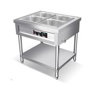 LVLDAWA Chauffe-Plats Professionnel, Table À Vapeur Électrique Ouverte Acier Inoxydable, Station Service Plats Chauds avec Contrôle Température Indépendant(80X66X80CM-4 Boxes)