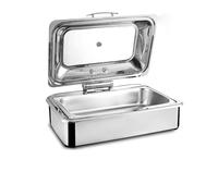 LVLDAWA Réchaud Buffet Acier Inoxydable, Ensemble Plats Service pour Buffet avec Couvercle Transparent, Réchauds pour Buffets Réceptions Ouverture 90°, Chauffage(6L-A)