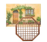 LVLDAWA Sculpture Murale Bois, Décoration Murale Ajourée Suspendue, Grille De Suspension Pour Terrasse Extérieure Pour Entrée De Chambre(64.5cm)