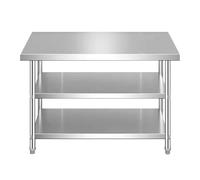 LVLDAWA Table Acier Inoxydable Préparation Repas, Table Cuisine Professionnelle Métal Robuste, Îlot Cuisine avec Étagère Inférieure Réglable pour Restaurant Maison(Silver-B,90X50cm)