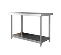 LVLDAWA Table Acier Inoxydable Préparation Repas, Table Cuisine Professionnelle Métal Robuste, Îlot Cuisine avec Étagère Inférieure Réglable pour Restaurant Maison(Silver-A,120X50cm)