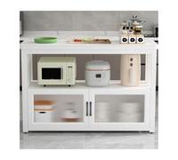 LVLDAWA Table De Préparation De Cuisine, Îlot Central Avec Placard En Verre Cannelé, Buffet Avec Rangements Pour Salle À Manger Ou Coin Café(C,100X40X80CM)