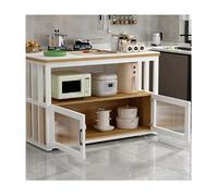 LVLDAWA Table De Préparation De Cuisine, Îlot Central Avec Placard En Verre Cannelé, Buffet Avec Rangements Pour Salle À Manger Ou Coin Café(B,150X40X80CM)