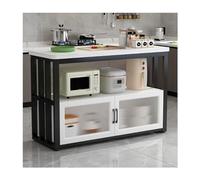 LVLDAWA Table De Préparation De Cuisine, Îlot Central Avec Placard En Verre Cannelé, Buffet Avec Rangements Pour Salle À Manger Ou Coin Café(A,110X40X80CM)