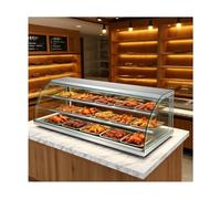 LVLDAWA Vitrine Comptoir pour Pâtisseries Présentoir Boulangerie Commercial avec Plateaux Acier Inoxydable Présentoir Boulangerie Transparent Fermé sur Trois Côtés(180X51X42CM)