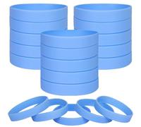 LVNRIDS 100 pièces bracelets en silicone vierges, bracelet élastique en caoutchouc de fête de sport pour Adulte Bleu clair