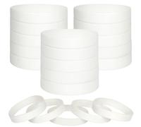 LVNRIDS 100 pièces bracelets en silicone vierges, bracelet élastique en caoutchouc de fête de sport pour Adulte blanc